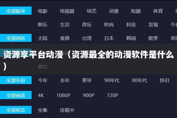 资源享平台动漫(资源最全的动漫软件是什么)